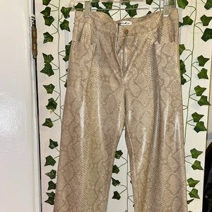 Thrifted wide leg leather snakeskin pants- never worn but pre-owned size 6